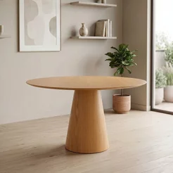 Mesa de Jantar Cone Redonda Laminado em Madeira 120cm Cairo Yescasa Marrom/Castanho Mel Castanho Mel