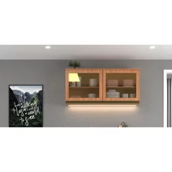 Armário para Cozinha Aéreo Porta de Vidro 120cm Cecília Marrom/Freijó/Off White