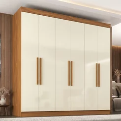 Guarda Roupa Casal Paris 6 Portas 2 Gavetas Paris Espresso Móveis Off White/Cinamomo Cinamomo/Off White