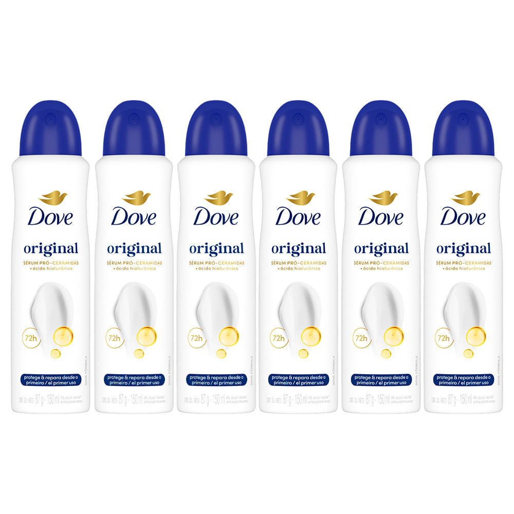 Kit Desodorante Dove Original Aerosol 150ml/89g - 6 Unidades