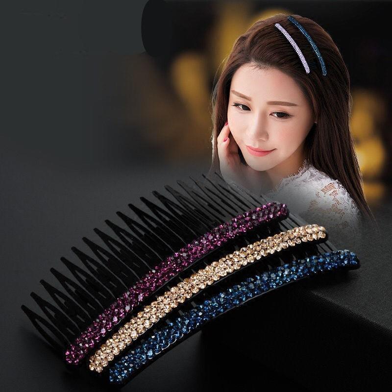 Pente de cabelo inserção pente franja pente temperamento coreano strass grampo de cabelo cocar simples inserção de cabel