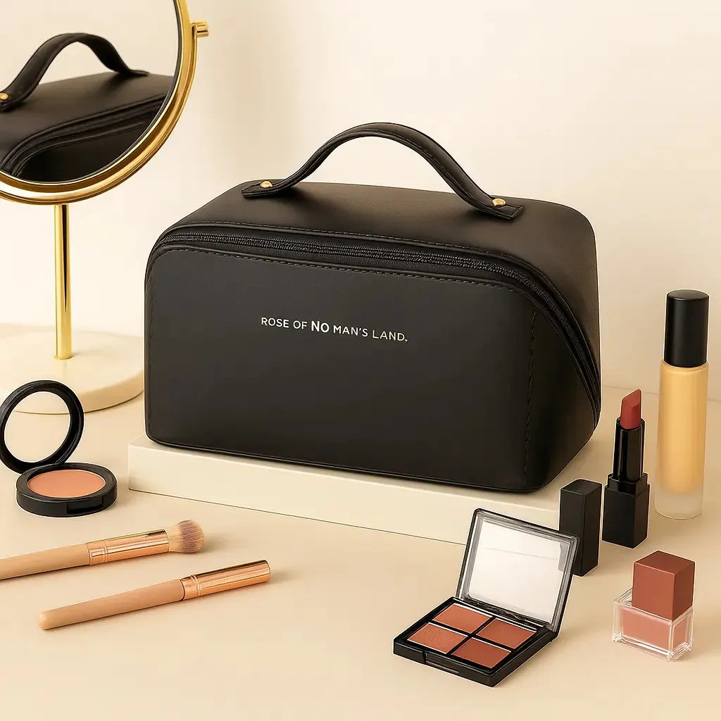 Necessaire Feminina Para Maquiagem Bolsa Organizador Viagem Cor Preto