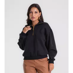 Blusão Feminino Gola Alta Felpado Endless Preto
