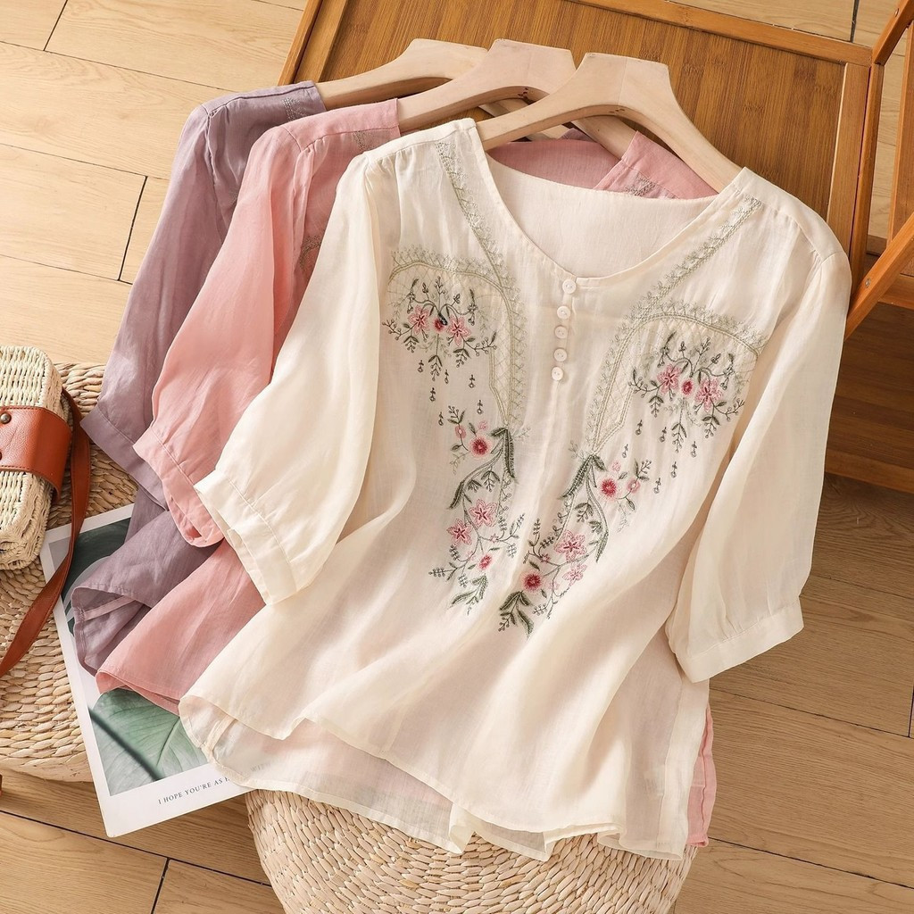 Blusa feminina, blusas, camisa floral estilo coreano, baju retro, blusa bordada feminina, tamanho grande, casual, para f