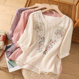 Blusa feminina, blusas, camisa floral estilo coreano, baju retro, blusa bordada feminina, tamanho grande, casual, para f