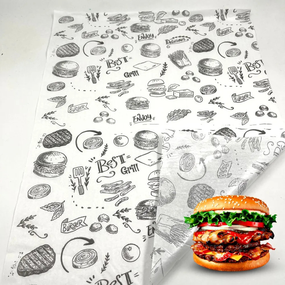 2x Papel Acoplado Hambúrguer Lanche Preto 400 Unds