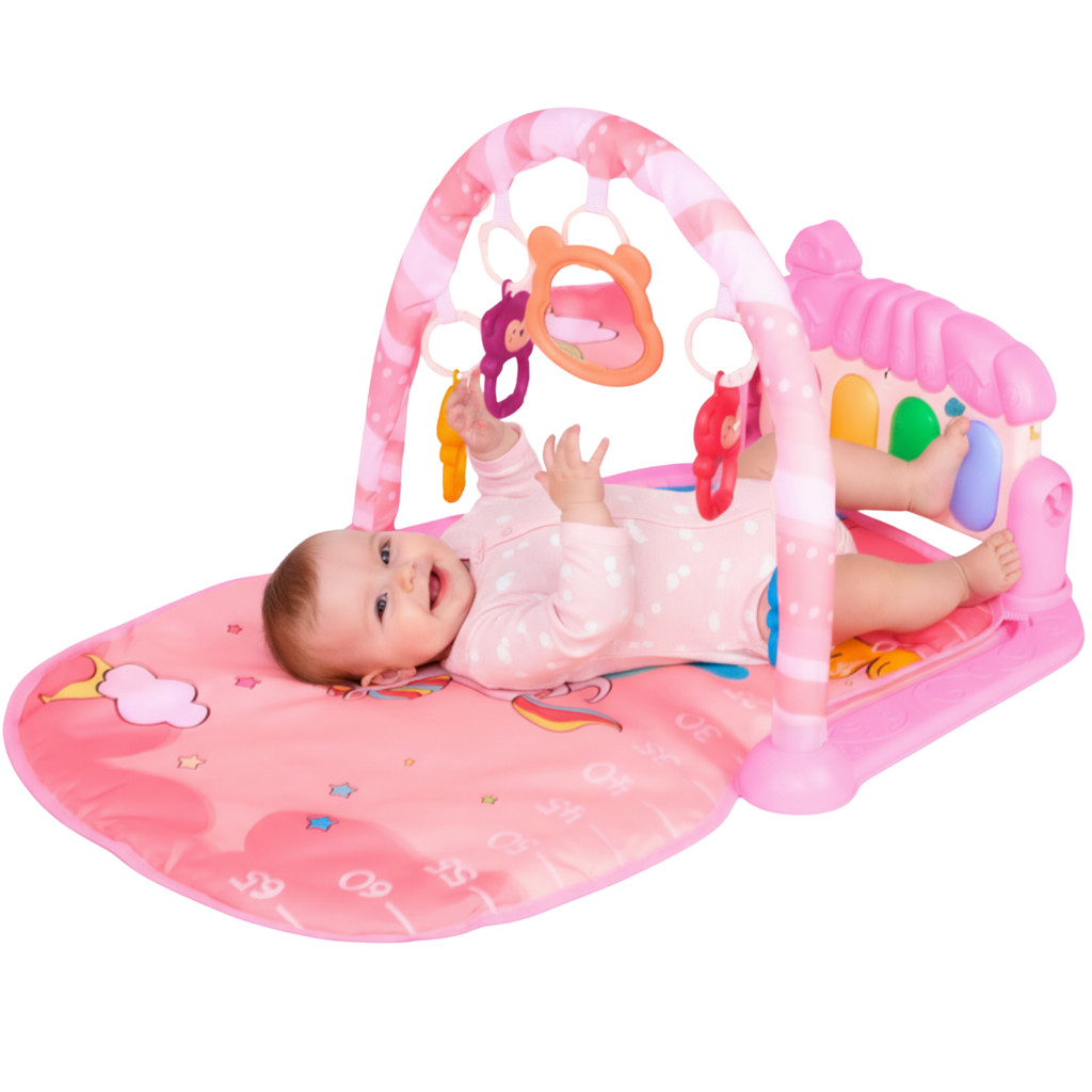 Tapete De Atividades Unicórnio Rosa Com Piano Musical Castela Brasil em Oferta na Shopee