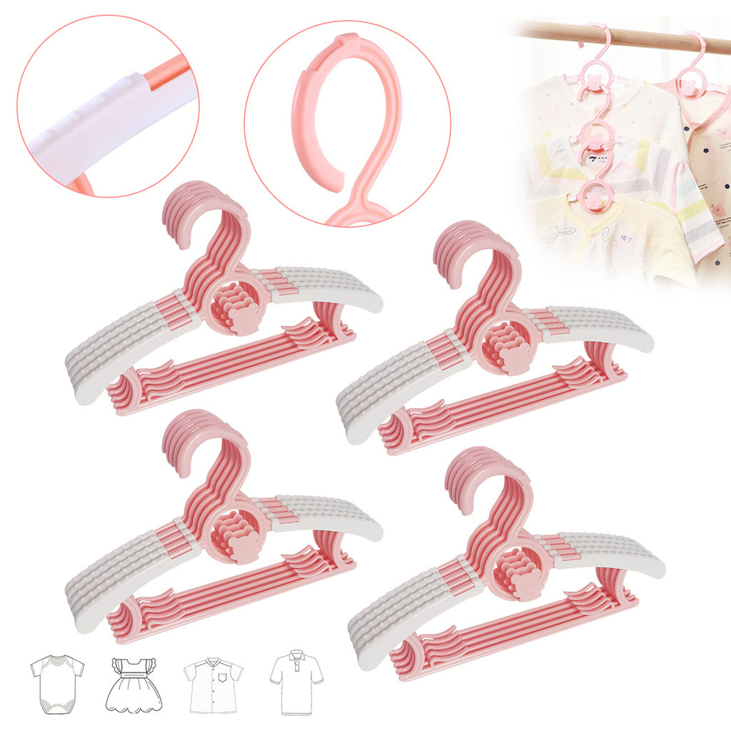 Kit Cabide Para Roupa de Bebê Ajustavel Roupa Da Criança de 0-8 anos antiderrapante com gancho ajustável em Oferta na Shopee