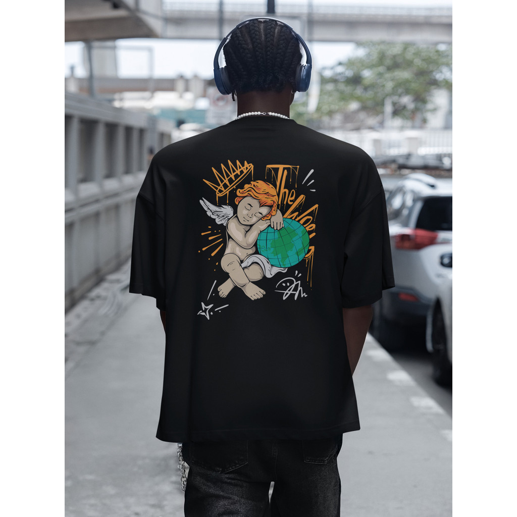 Camiseta Oversized Masculina 100% Algodão Streetwear Estampada Unissex Gola Canelada Treino Unissex Feminina Verão Natal