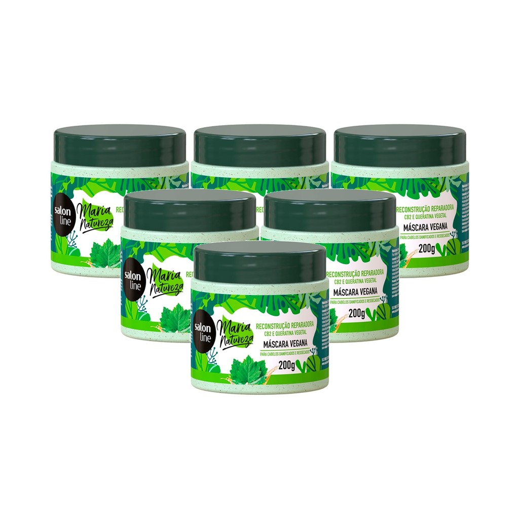 Caixa com 6 unidades de Máscara Maria Natureza Reconstrução Reparadora Salon Line 200g em Oferta na Shopee