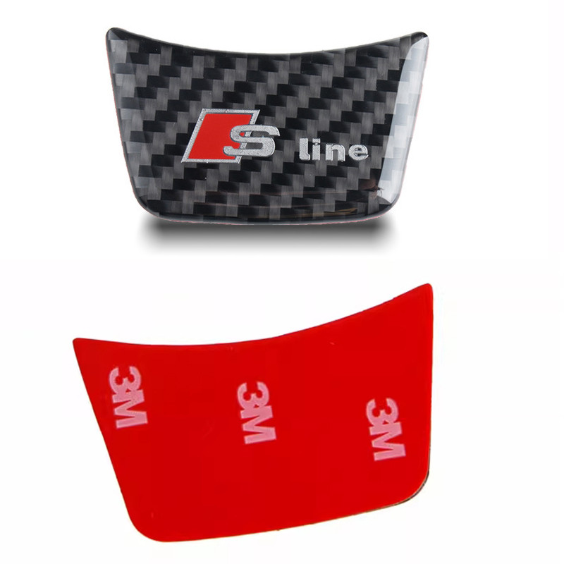 Carbono RS Logotipo S Linha Emblema Volante Do Carro Capa Adesivo Para Audi A1 A3 A4L A5 A6L A7 Accrssorie