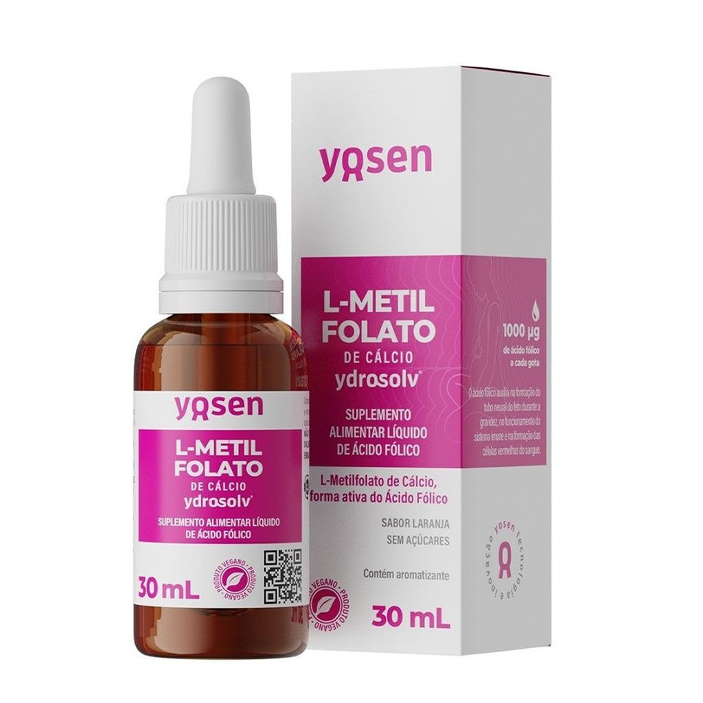 L-Metilfolato de Cálcio Ydrosolv - 30ml Gotas Laranja - Yosen