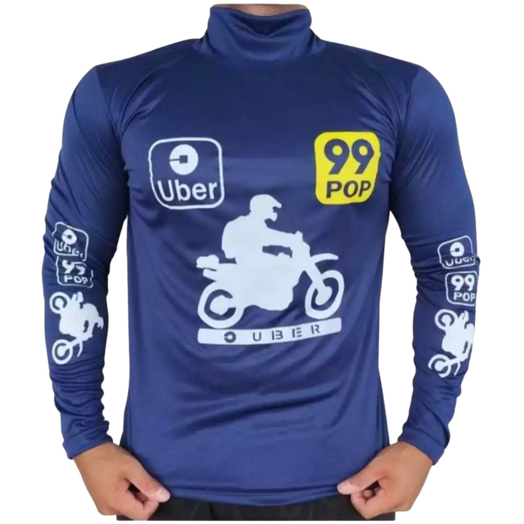 CAMISA/BLUSA  UBER/99 GOLA ALTA  AZUL em Oferta na Shopee