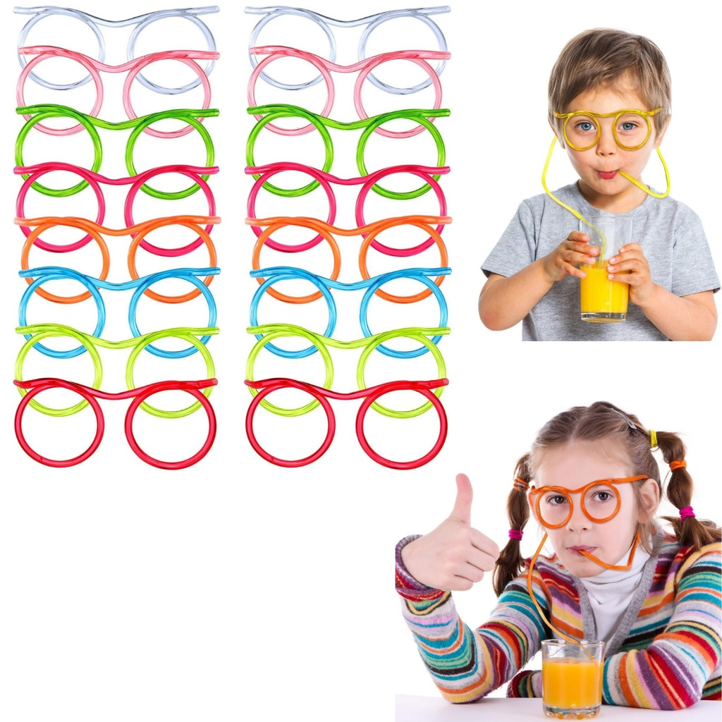 Kit Óculos de Canudinho Colorido Infantil Festas Aniversários Cores Variadas