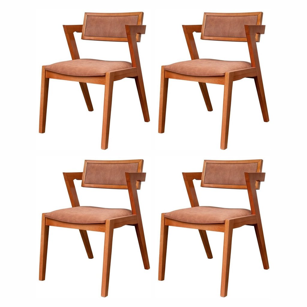 Kit 4 Cadeiras Madeira Maciça e Estofada Ímola Authentic Espresso Móveis  Champagne/Couro Marrom em Oferta na Shopee