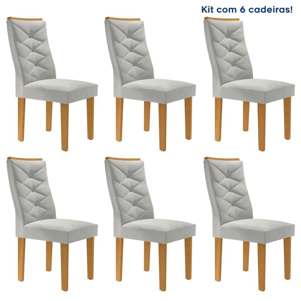 Kit 6 Cadeiras para Sala de Jantar Germany Espresso Móveis Cinamomo/Off White/Boucle Gelo em Oferta na Shopee