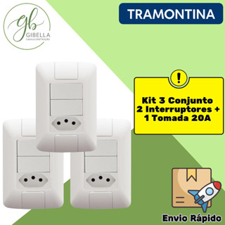 Kit 3 Embutir Modular Conjunto 2 Interruptores + Tomada 20A em Oferta na Shopee
