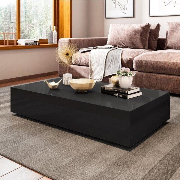 Mesa de Centro Retangular  Preto