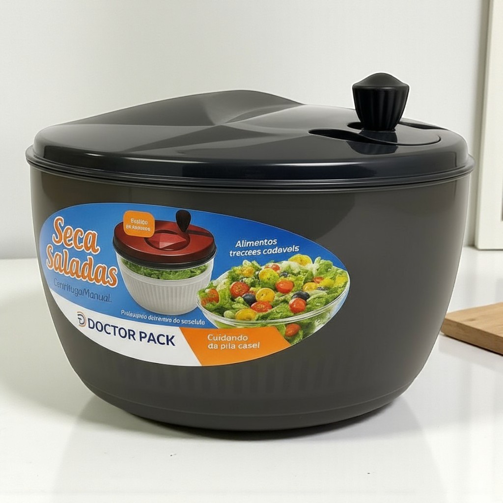 Centrífuga 4L para Salada Cor Fumê – Secador Manual de Verduras em Oferta na Shopee
