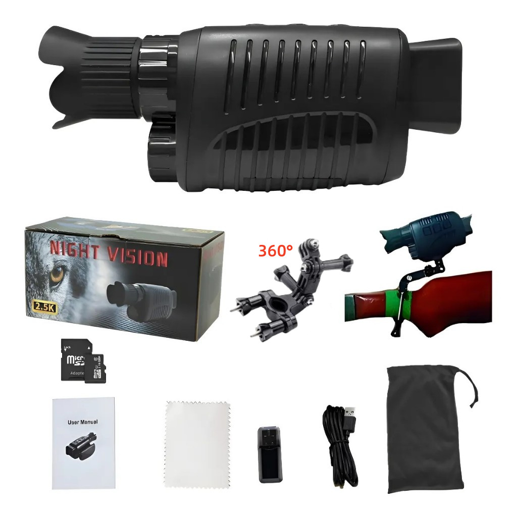 Imagem Monoculo Visão Noturna Infravermelho Alcance 300 Metros Com Suporte Para Visão Noturna Acessórios