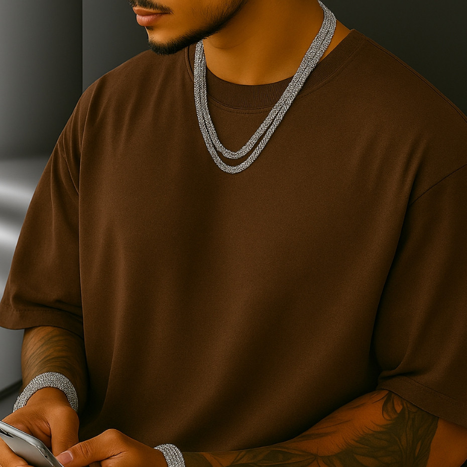 Camiseta Masculina Streetwear Casual Oversized Lisa Despojada Tendencia Larga Algodão