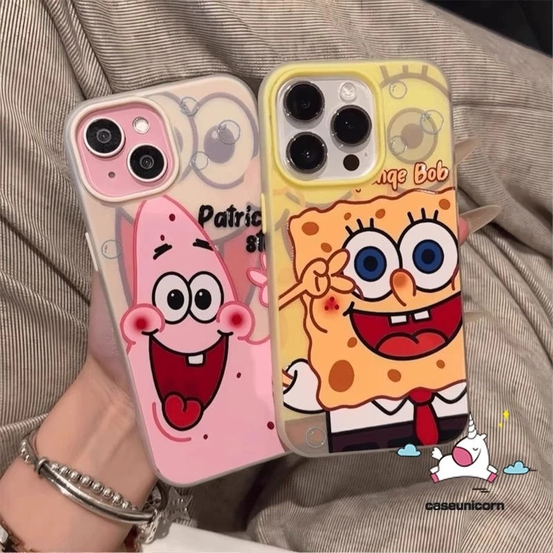 Capinha Capa Material transparente TPU Casal Bob Esponja Samsung A04 A05 A15 A23 A32 A34 A35 A50 A52 A55 A72