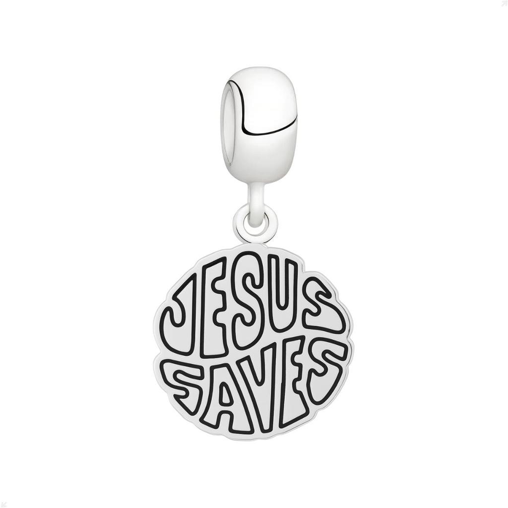 Berloque Pingente Prata 925 Medalha Jesus Salva