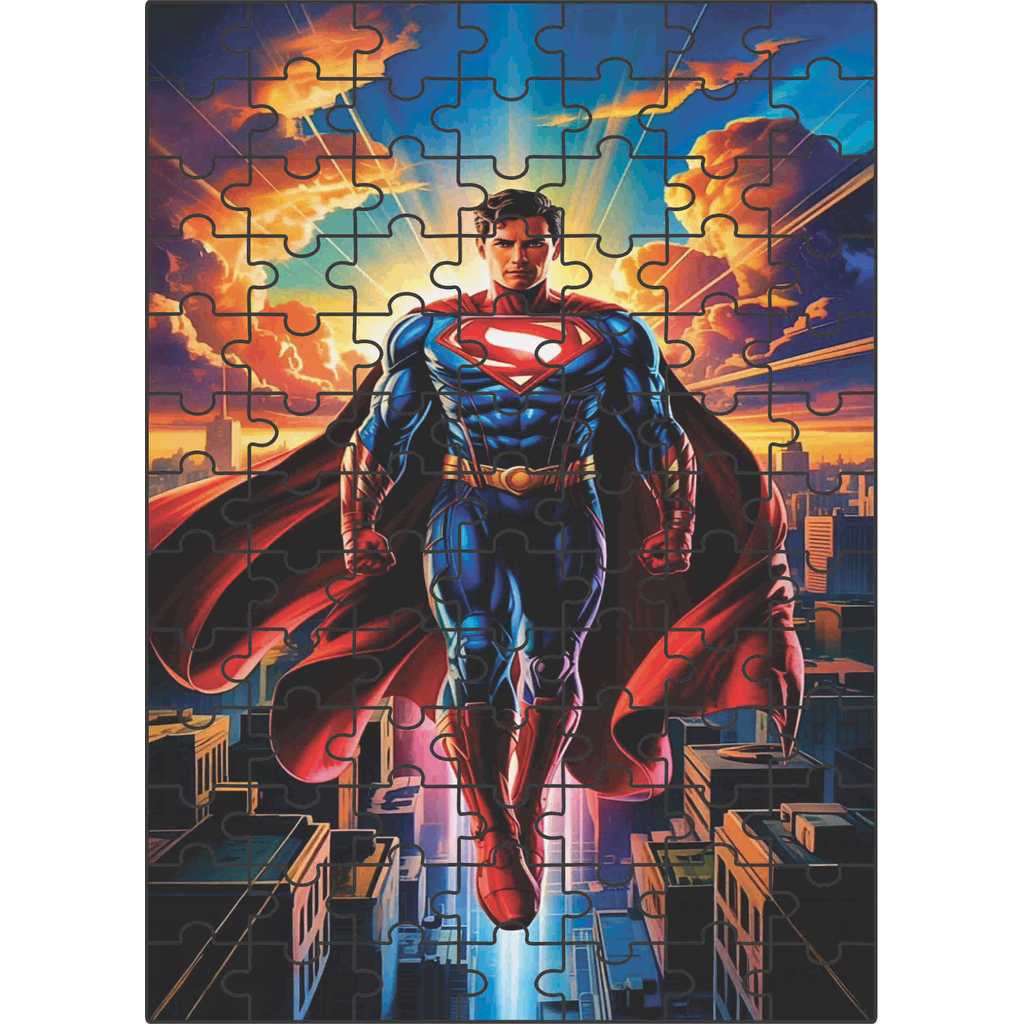 Quebra-Cabeça Jogo Infantil Educacional Super-Homem 91 peças 20x28 cm Feito em Madeira (MDF)