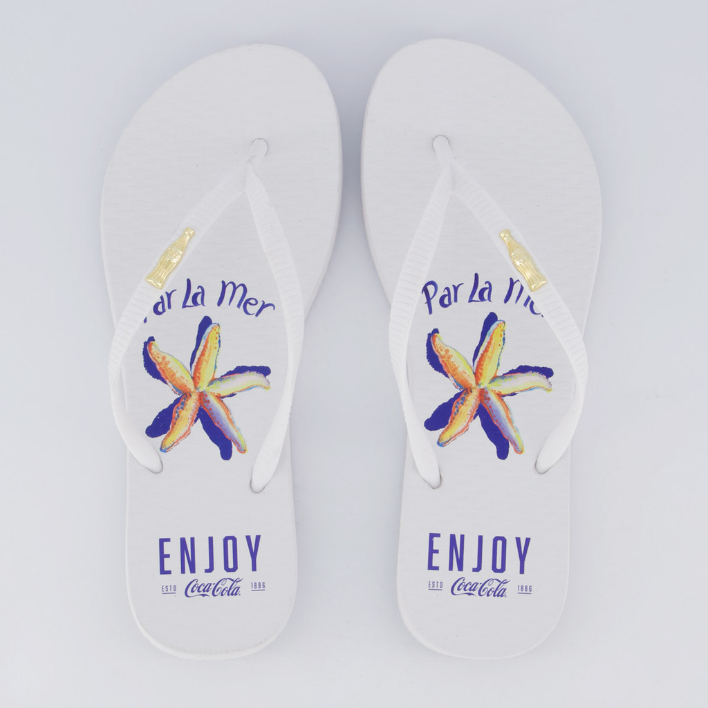 Chinelo Coca Cola La Mer Feminino Branco em Oferta na Shopee