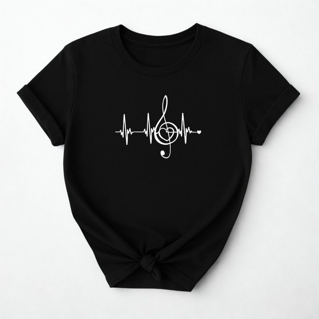 Camiseta Feminina Nota Musical 100% Algodão