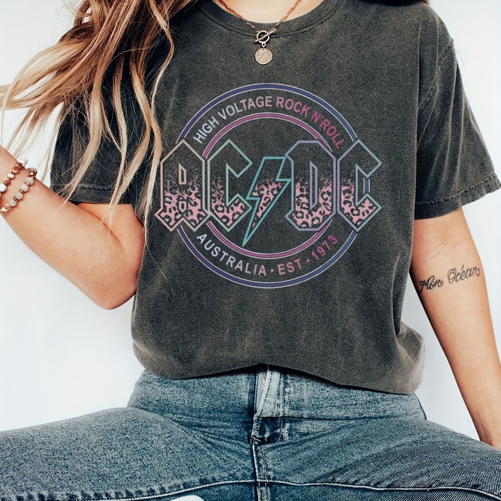 Camiseta Feminina Vintage da Banda de Rock com Gráfico Algodão Premium em Oferta na Shopee