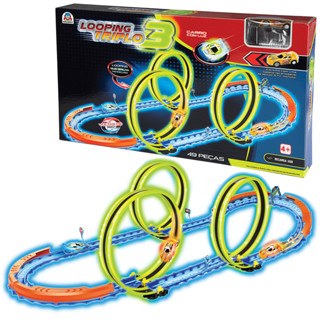 Pista Looping Triplo Neon Brilha No Escuro Com Carrinho Corrida Infantil em Oferta na Shopee
