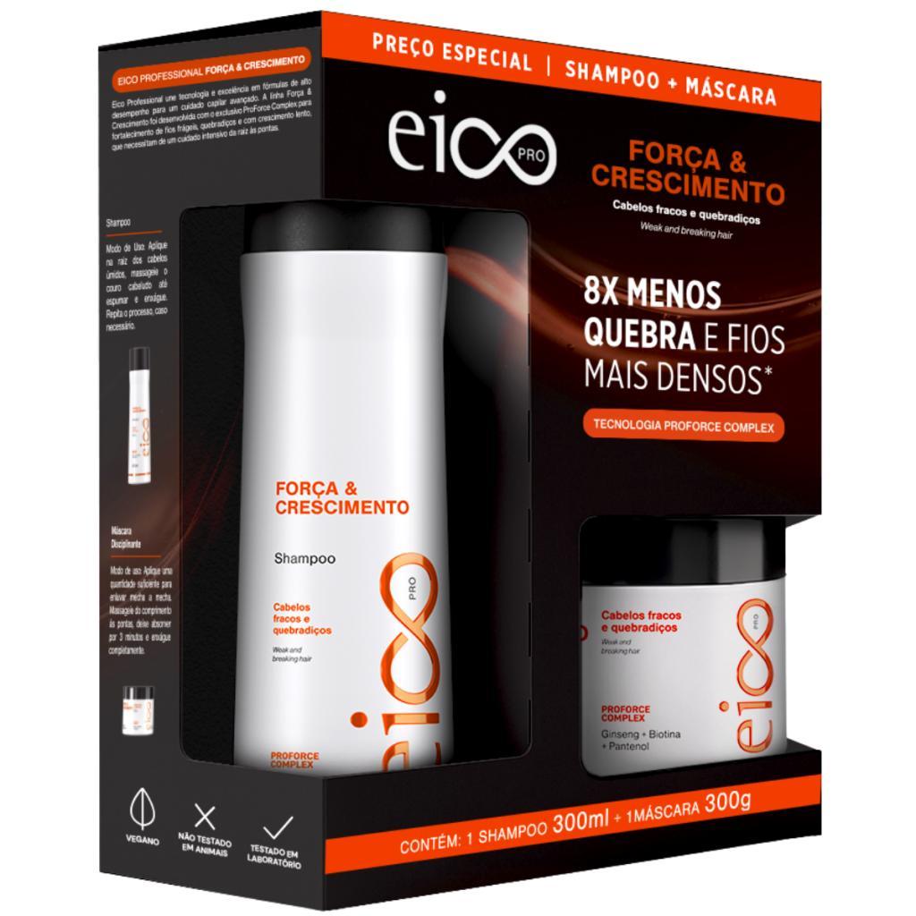 Kit Eico Shampoo 300ml Máscara Tratamento Antiquebra 300ml Força e Crescimento em Oferta na Shopee