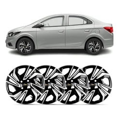 Kit 4 Calota Aro 15 Onix Prisma 2023 2024 Com Emblema