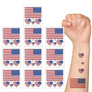 Tatuagens Temporárias da Bandeira Americana para a Copa do Mundo de Futebol 2026 - 10 Folhas - Tatuagens Patrióticas à P