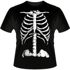 Camiseta Premium em Algodão Puro Camisa Esqueleto Raio-x Anatomia Halloween Camiseta