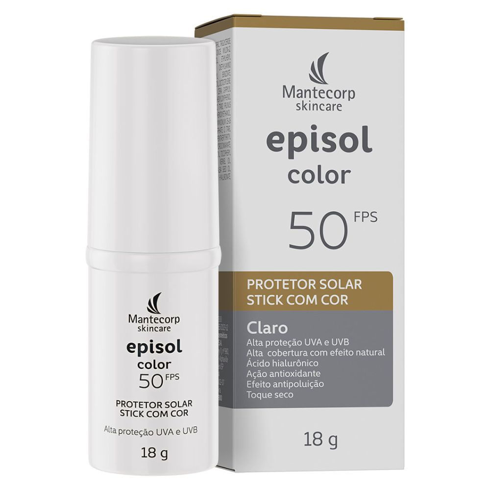 Protetor Solar Episol Color FPS 50 Stick Cor Claro 18g
