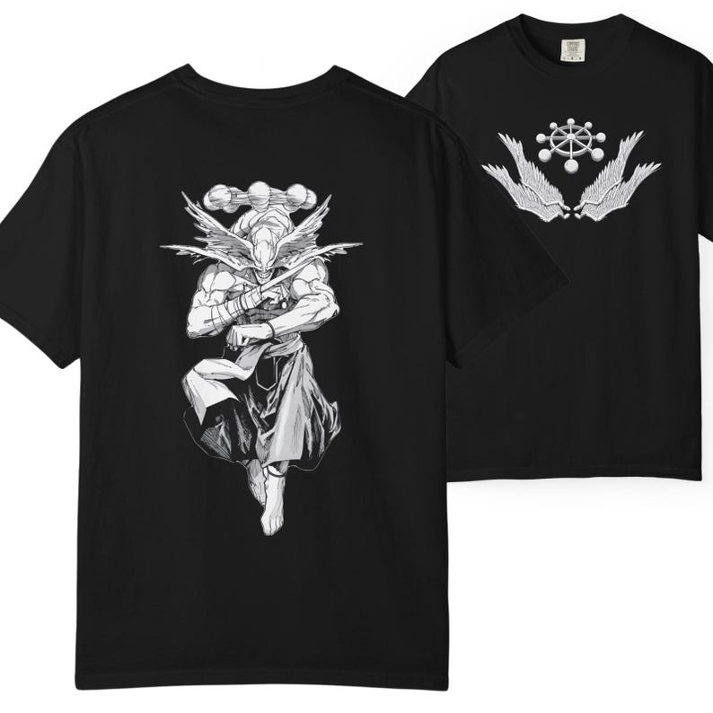 Camiseta Masculina Feminina Oversized Estampa Mahoraga Jujutsu Kaisen Camiseta Streetwear Frente e Verso Camiseta