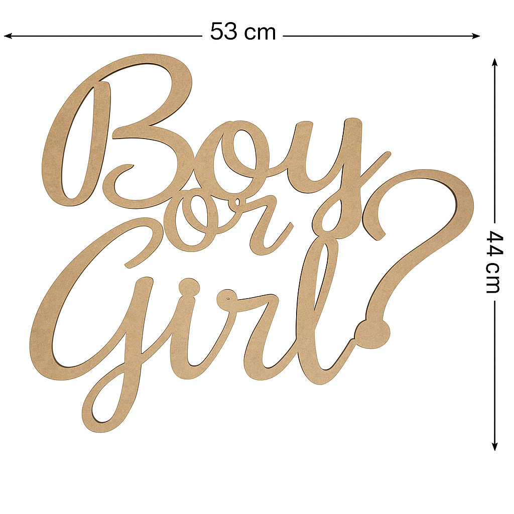 Letreiro Chá Revelação Boy or Girl em MDF Cru | Decoração Lettering Baby — imagem 2 de 2