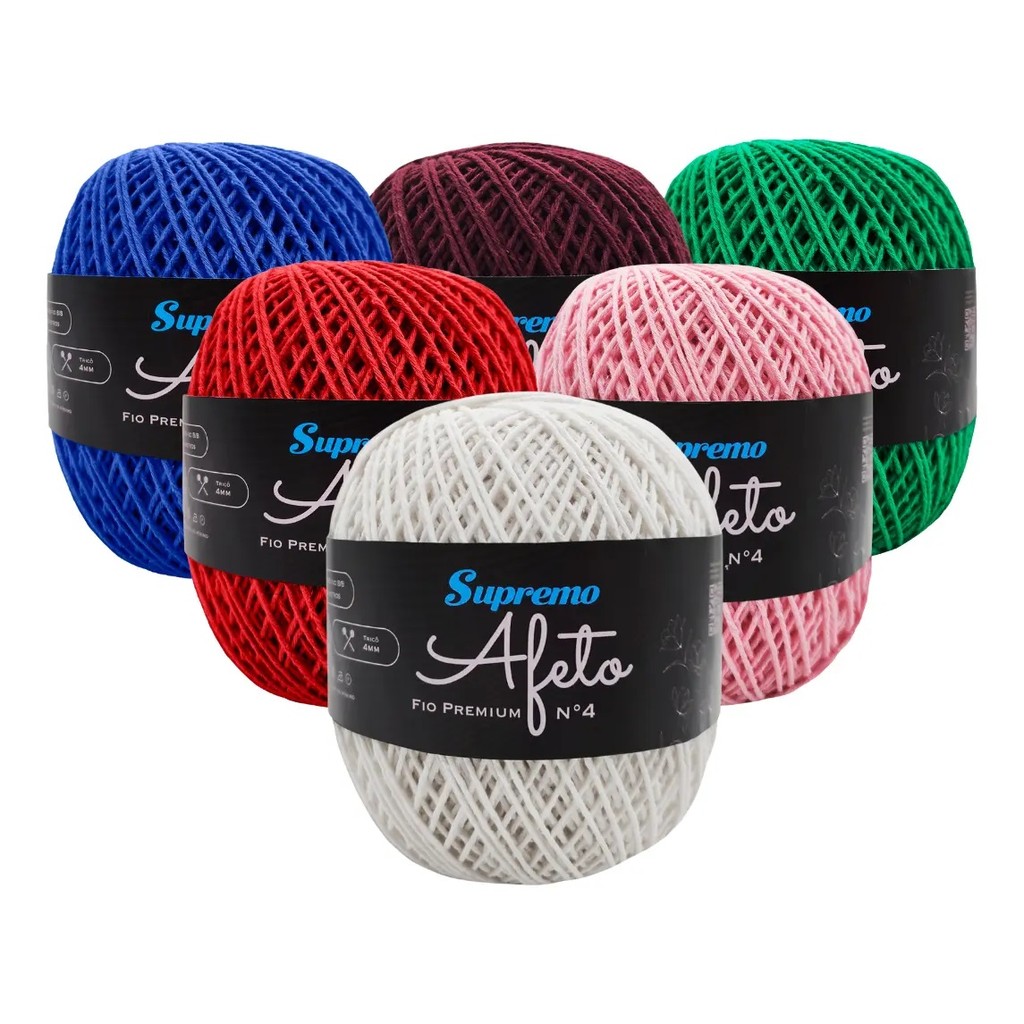 LINHA SUPREMO AFETO N.4 FIO PREMIUM 340m - KIT COM 6 ROLOS DA MESMA COR