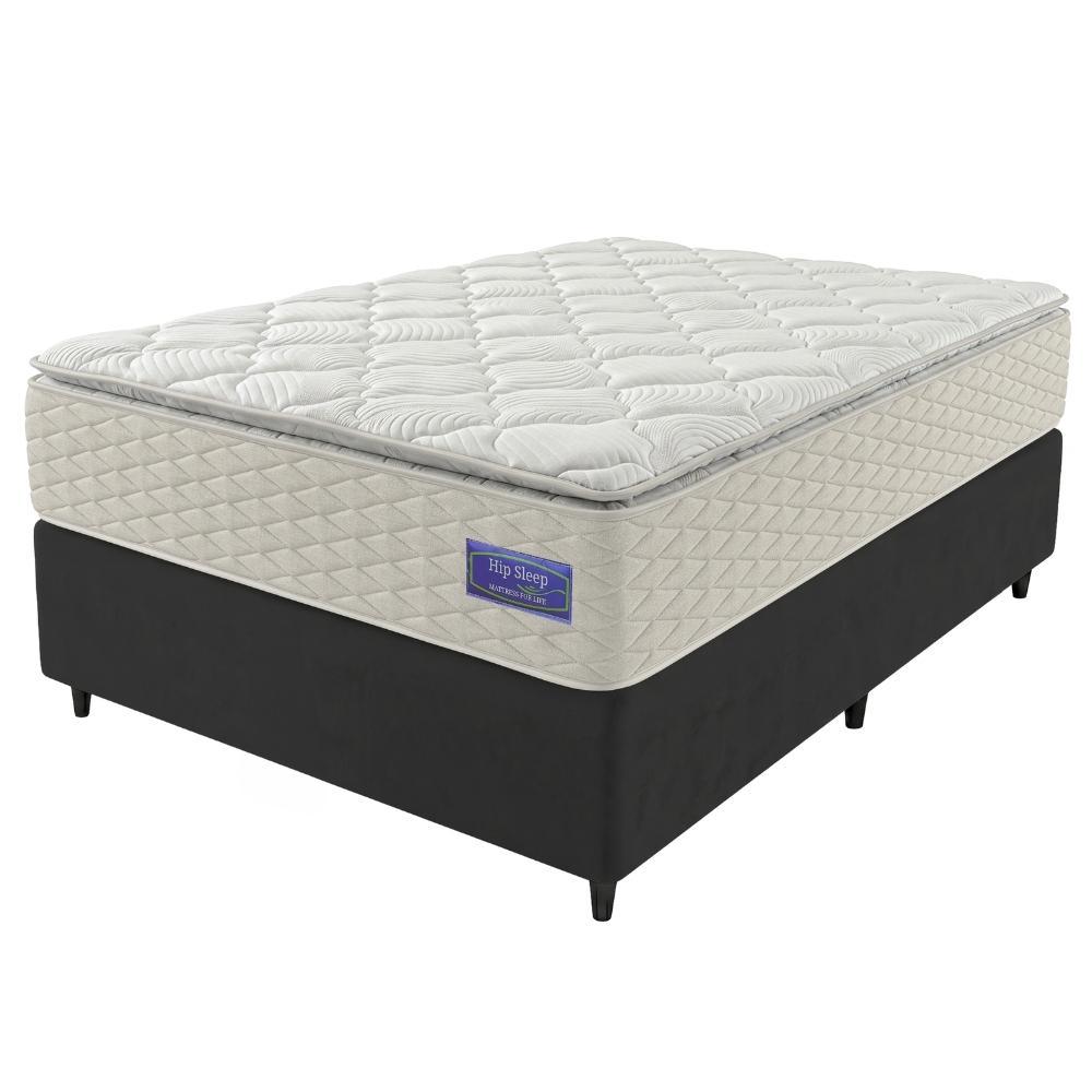 Cama Box Casal Colchão Ortopédico Atena Molas Ensacadas Pillow Top 138x188x76cm Hip Sleep