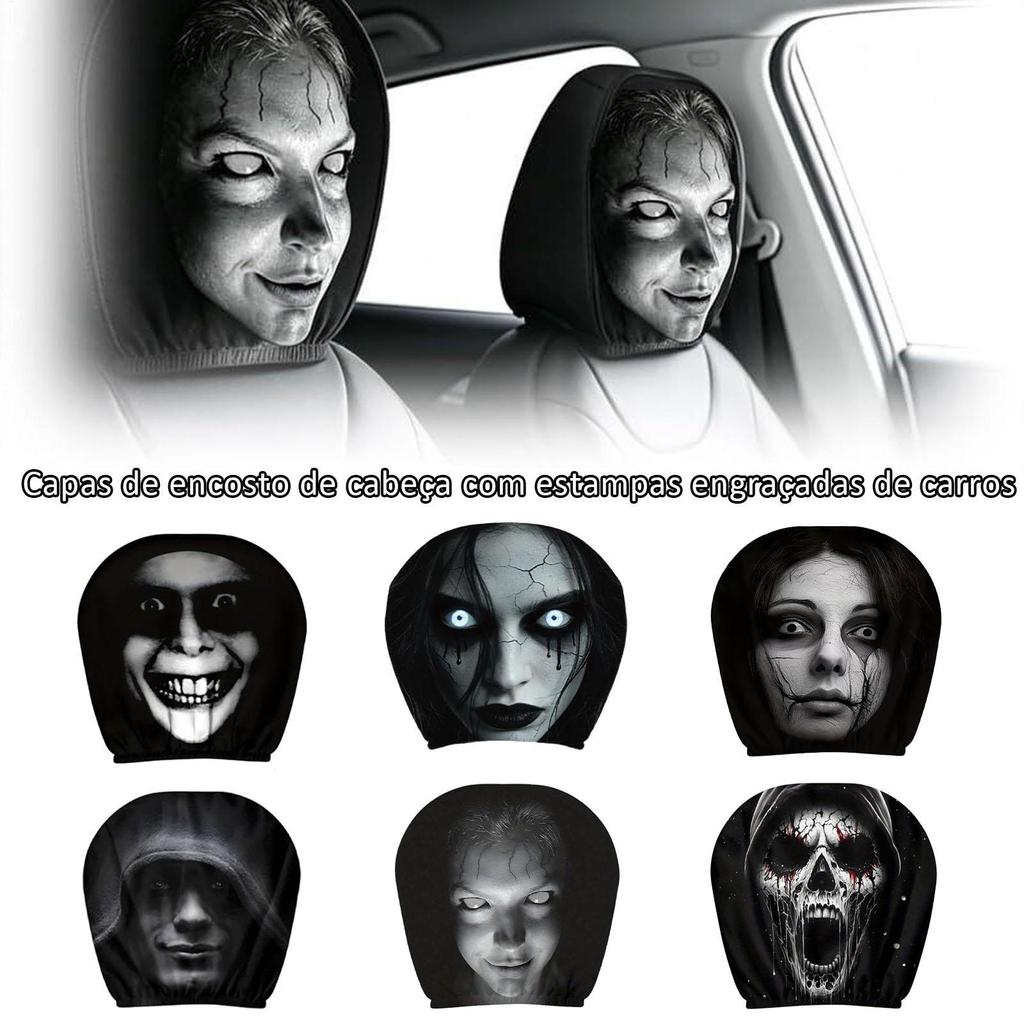 Engraçado Rosto Encosto De Cabeça Capa Acessórios Interiores Do Carro Protetor De Para Deslocamento Diário Viagem Estrad