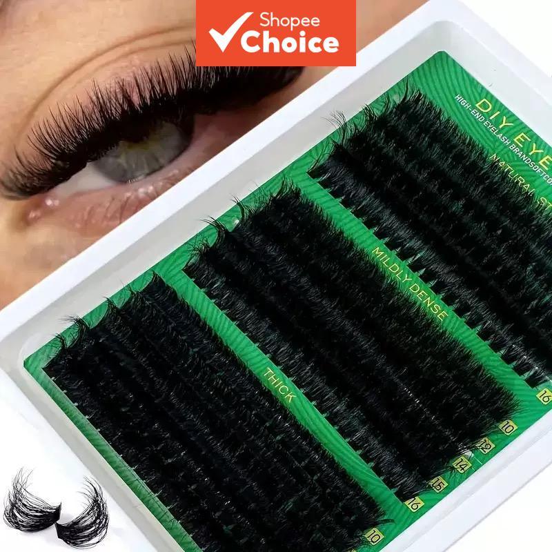 Kit De Clusters De Cílios Finos , Extensões Naturais DIY 10-16mm D Curl Individuais