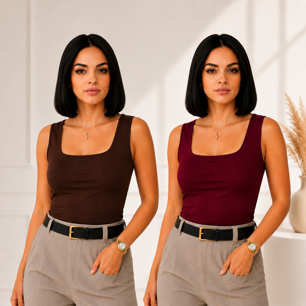 Blusa Regata Feminina Decote Quadrado Moda Blogueira Elegante Casual Trabalho Festa Básica Feminina Moda Blusinhas