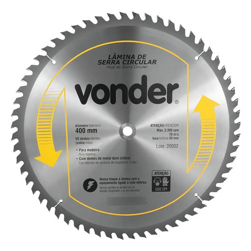 Lâmina Serra Circular 400mm 60 Dentes Vídea Vonder