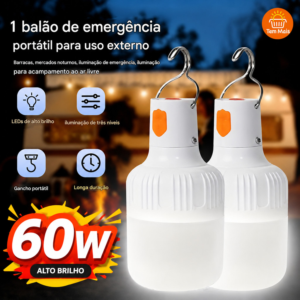 Lâmpada LED 60W Camping KIT4 KIT2 KIT1 Unidades USB Recarregáveis De Longo Prazo À Prova D'água Para Pesca De Emergência