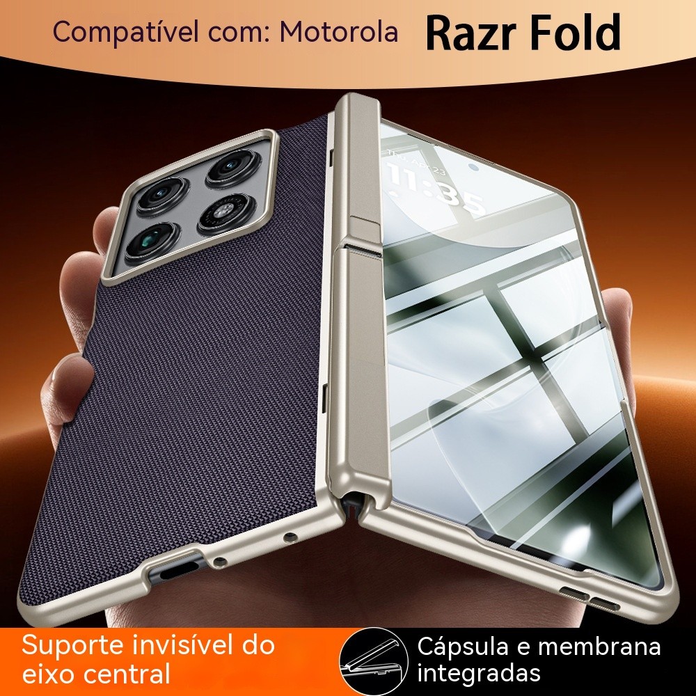Motorola Razr Fold Galvanoplastia Couro Shell Filme Suporte Magnético Integrado 