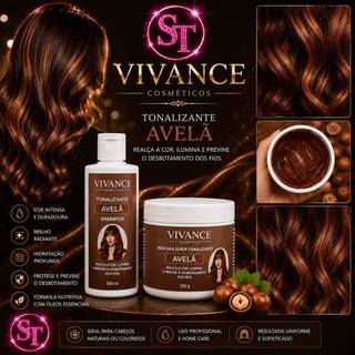 Kit Shampoo e Máscara Tonalizante Avelã Acobreado Chocolate Morena Iluminada - S/ Amônia 2x300ml