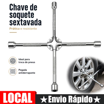 Chave De Roda Cruz 4 Bocas 17 x 19 x 21 x 23mm Aço Universal Reforçada Carro SUV Cruzada