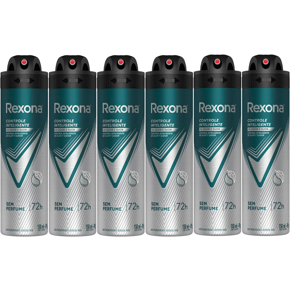 Kit Desodorante Aerosol Rexona Men Sem Perfume 150ml - 6 Unidades